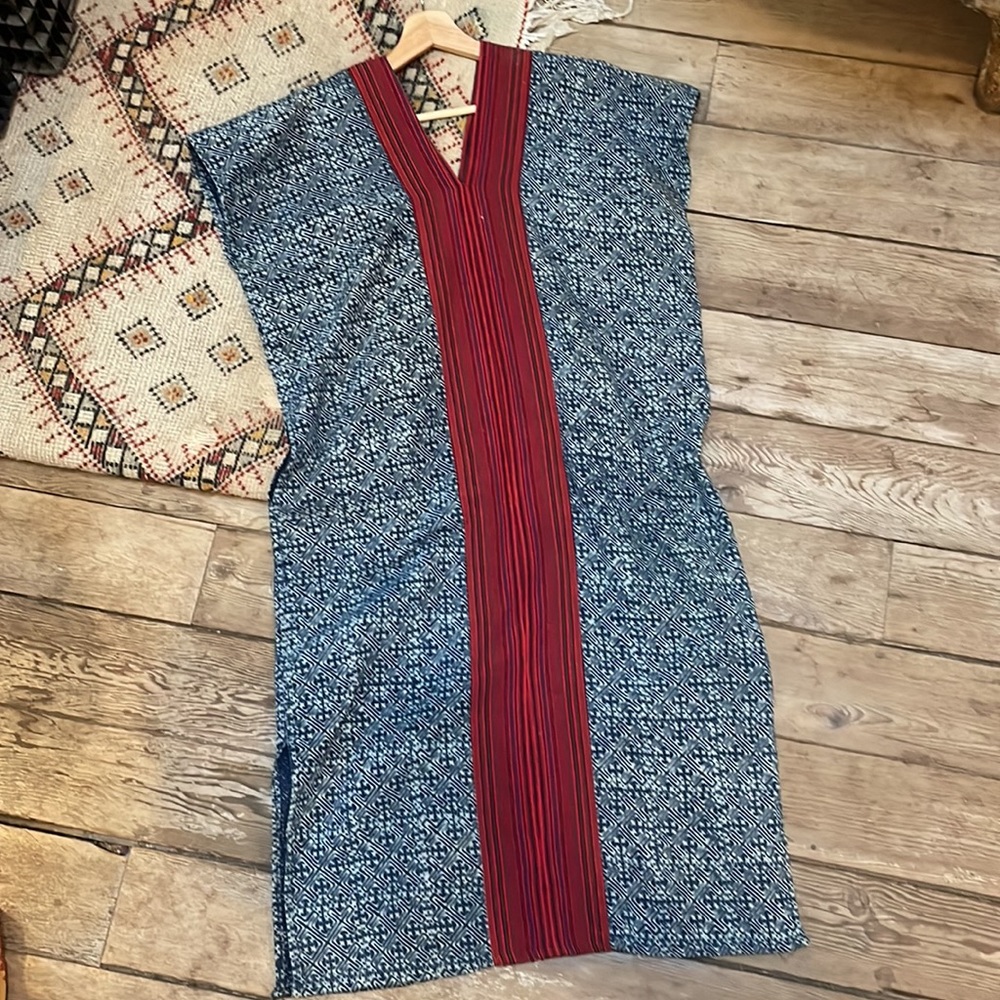 Indigo cotton handmade dress, boho blockprint